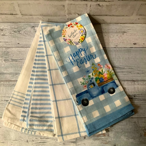 HeatherLee Chan 4pk Vintage Truck Happy Easter Kitchen Towels - Picture 1 of 2
